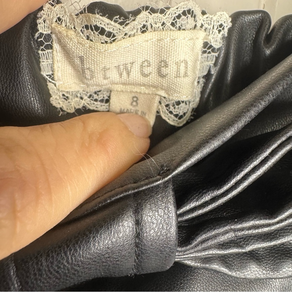 Black Faux Leather Girls Shorts - Picture 6 of 8